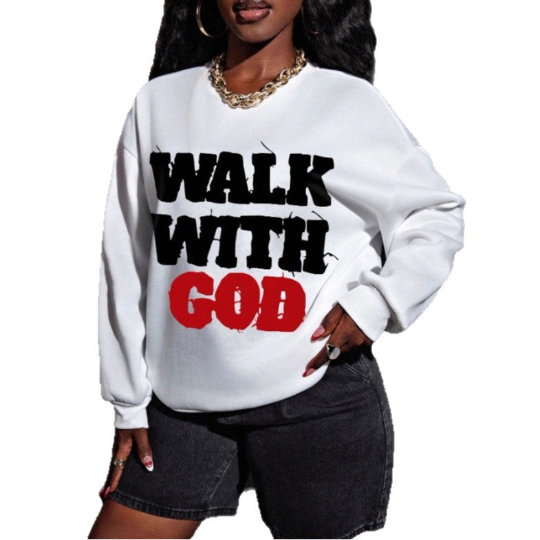 Damen nan Statement-Sweatshirt mit religiösem Typo-Print, oversized Schnitt, Rundhalsausschnitt und weichem Innenfutter Shop Nory