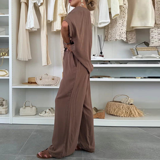 Damen Lässiger Jumpsuit mit weitem Bein und Taillenzug