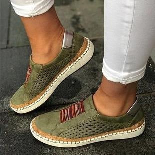 Damen Komfort-Slip-On-Sneaker aus Veloursleder mit elastischem Mehrstreifen-Dehnband und geflochtenem Espadrille-Detail Shop Nory