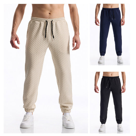 Herren Texturierte Freizeit-Jogginghose mit Elastikbund, Kordelzug und gerippten Bündchen Shop Nory