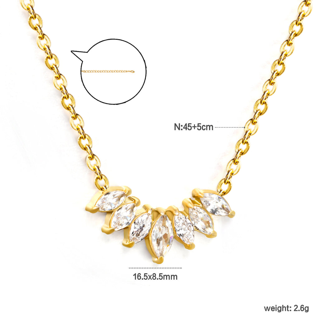 Damen Halskette mit funkelnden Zirkonia-Elementen und goldplattierter Kette Shop Nory