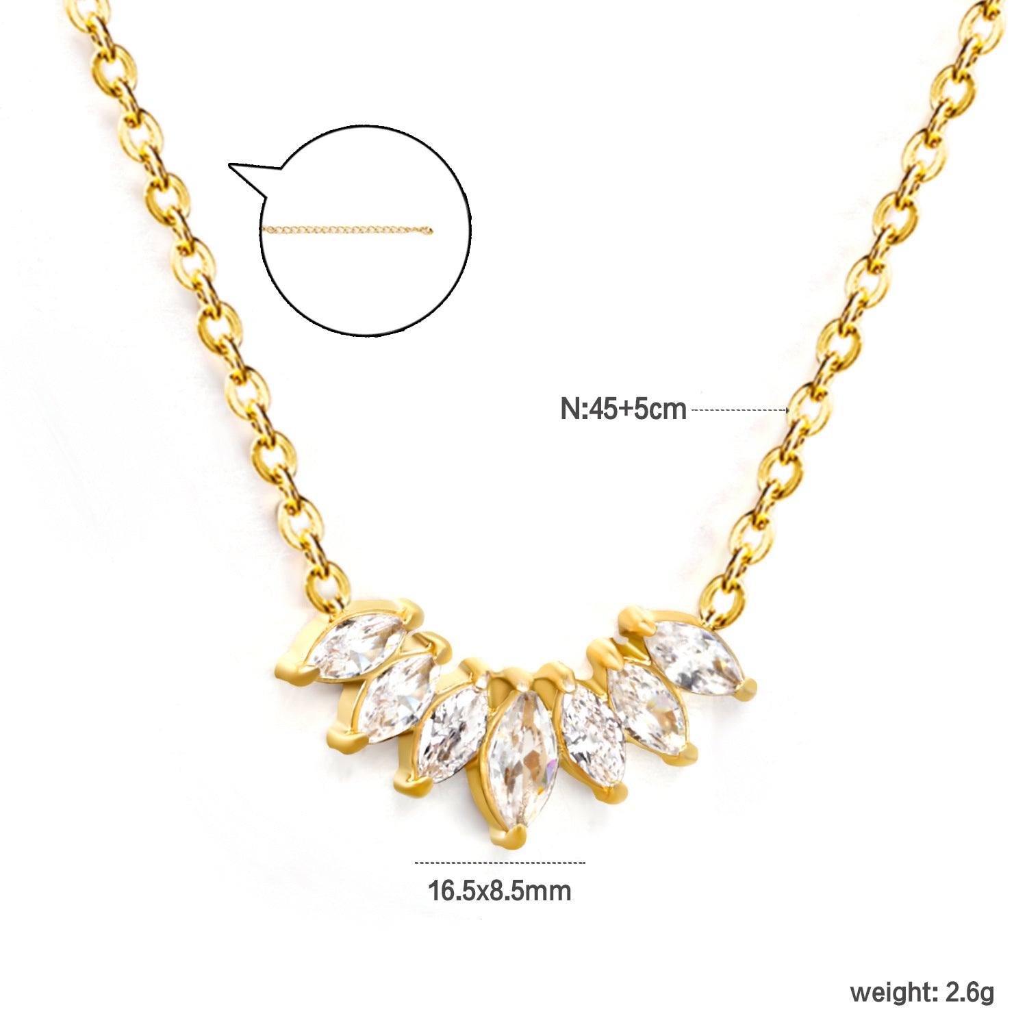 Damen Halskette mit funkelnden Zirkonia-Elementen und goldplattierter Kette Shop Nory