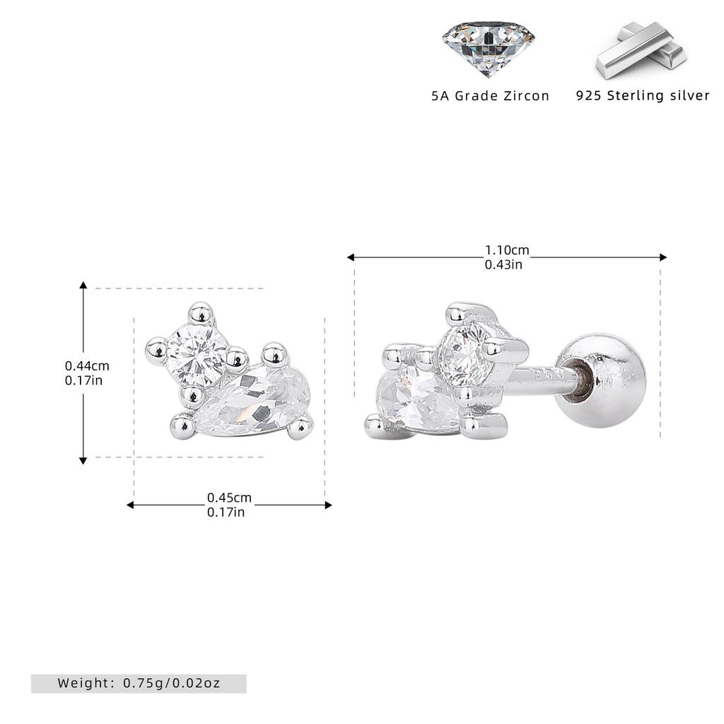 Damen Ohrstecker mit funkelnden Zirkonsteinen und hochwertiger 925 Sterling Silberfassung Shop Nory