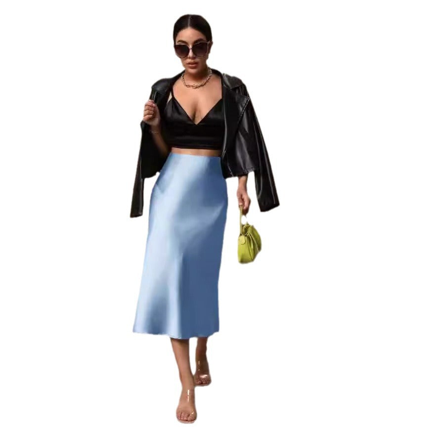 Damen Satin Rock mit schwingendem Saum und elegantem Schnitt