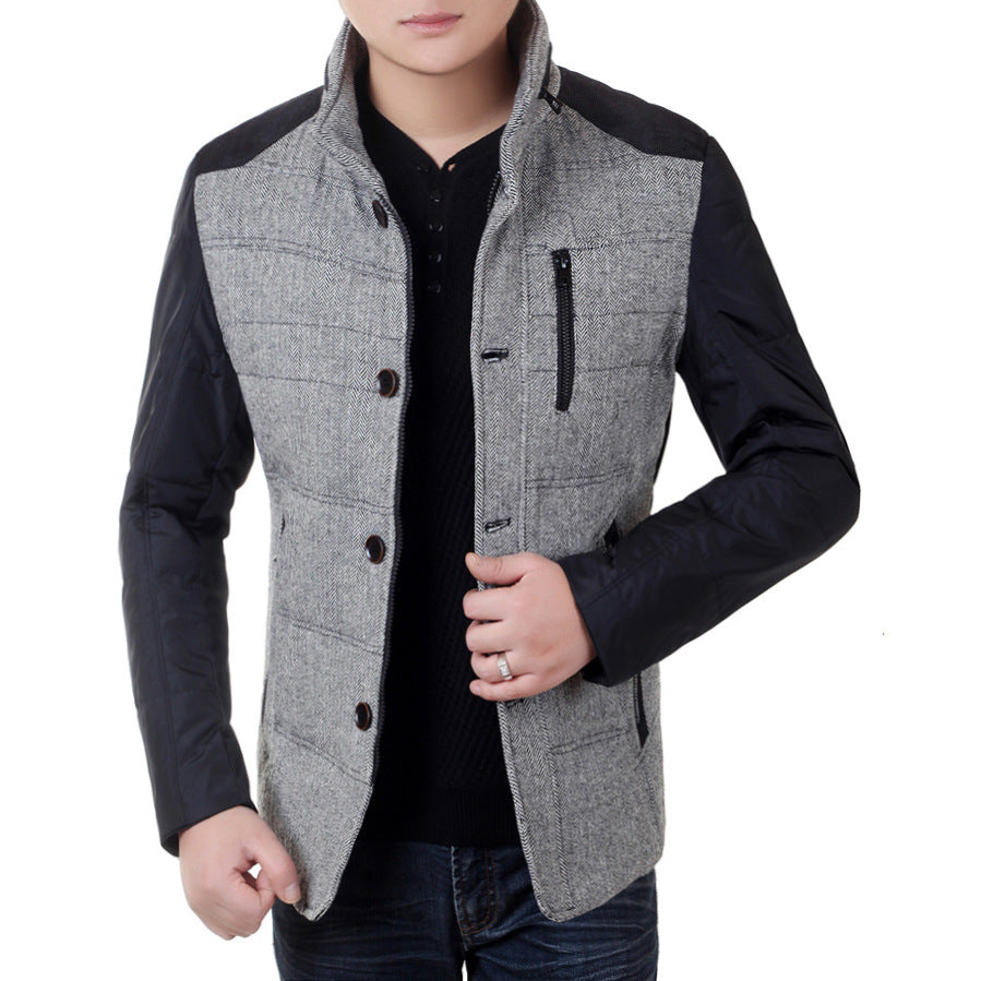 Herren Wattierte Kurzjacke mit Teddykragen und Wappenapplikation Shop Nory