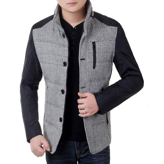 Herren Wattierte Kurzjacke mit Teddykragen und Wappenapplikation Shop Nory