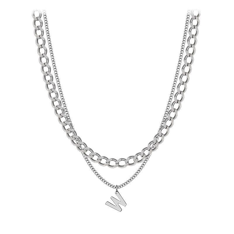 Damen Halskette mit modischem Buchstabenanhänger und eleganten Gliederketten Shop Nory