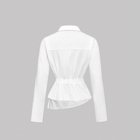 Damen Wickelbluse mit taillierter Drapierung und asymmetrischer Knopfleiste Shop Nory