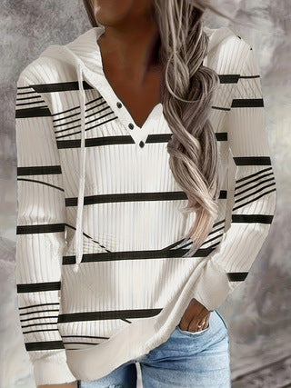 Damen Maritimes Kapuzen-Tunika-Shirt mit großem Ankerprint und Crinkle-Struktur Shop Nory