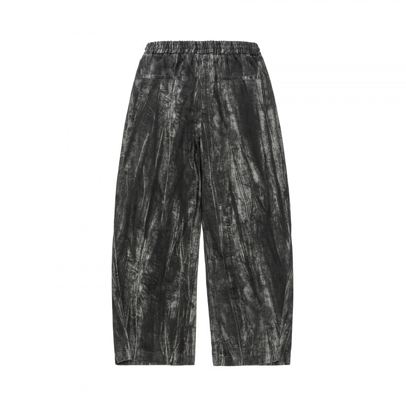 Unisex Weite Cropped-Hose mit asymmetrischen Lageinsätzen, elastischem Bund und beschichteter Struktur Shop Nory
