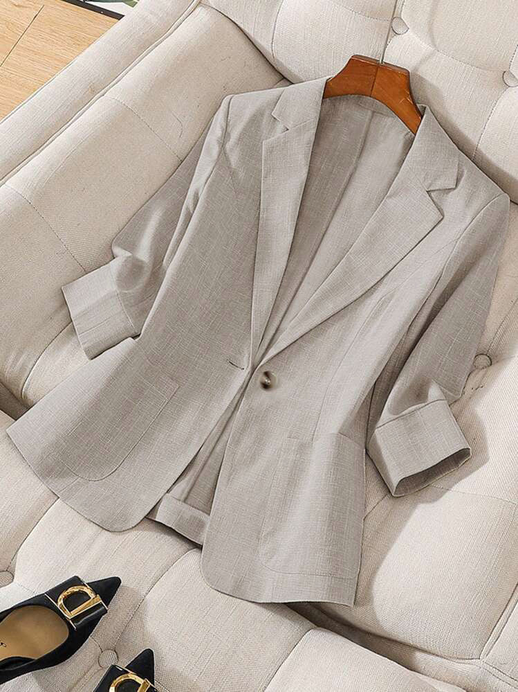Damen elegante Leinenblazerjacke mit lässigem Schnitt