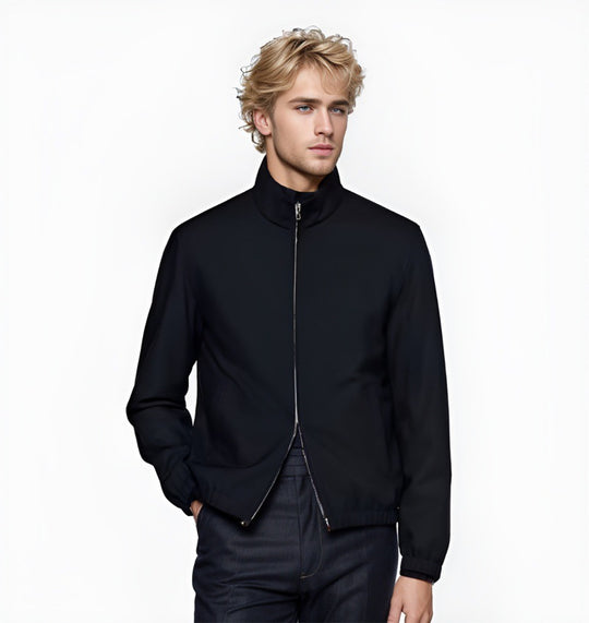 Herren Leichter Windbreaker mit Stehkragen und Zwei-Wege-Reißverschluss Shop Nory