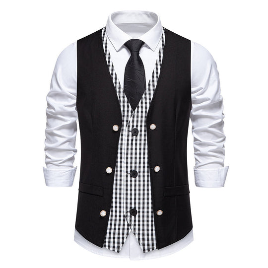 Herren elegante Anzugweste mit kontrastierendem Innenmuster