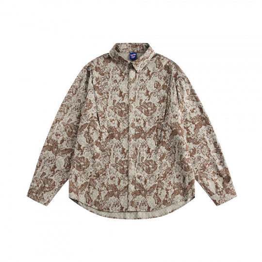 Unisex Oversize Hemd mit floralem Jacquardmuster und gerundetem Saum Shop Nory