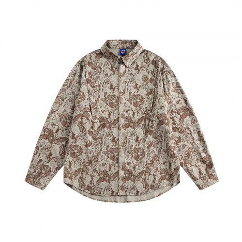 Unisex Oversize Hemd mit floralem Jacquardmuster und gerundetem Saum Shop Nory