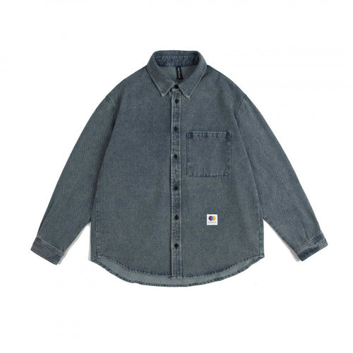 Unisex Kastenförmiges Denim-Overshirt mit Brusttasche und Stonewashed-Optik Shop Nory