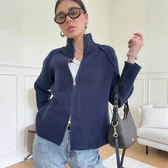 Damen Modische Strickjacke mit Reißverschluss Shop Nory