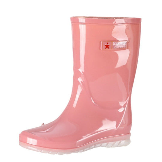 Damen Mittelhohe wasserdichte Gummistiefelette mit glänzender PVC‑Optik und rutschfester Sohle Shop Nory