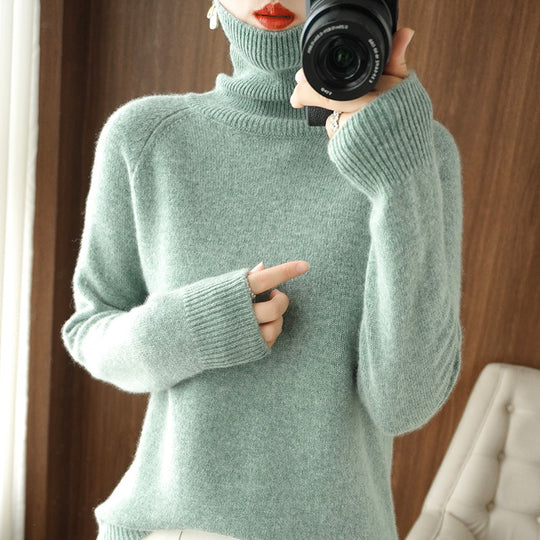 Damen Rollkragenpullover aus weichem Wollmix mit verlängerten Bündchen Shop Nory