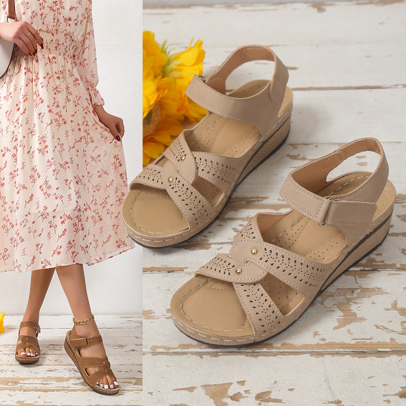 Damen Bequeme Riemchen-Sandalen mit verstellbarem Klettverschluss und anatomischem Fußbett