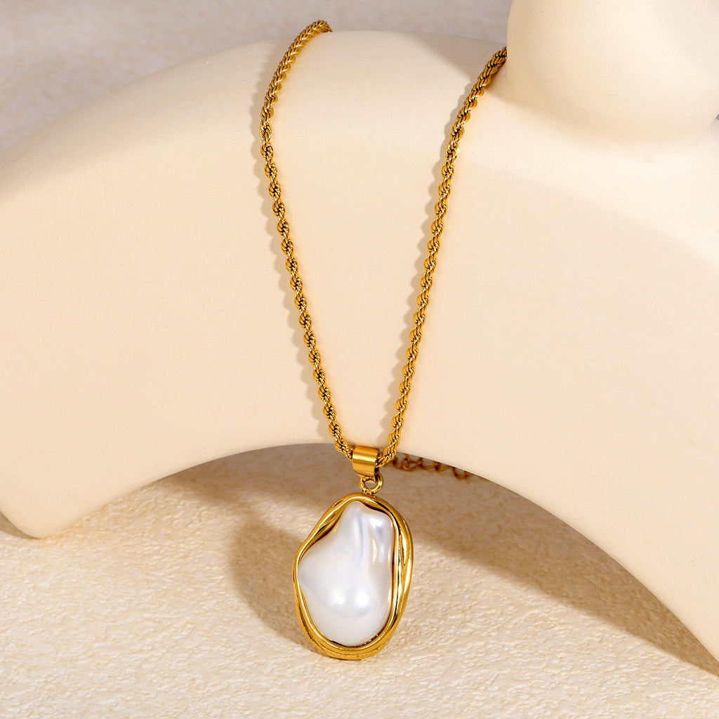 Damen elegante Halskette mit einzigartigem Perlenanhänger und gedrehtem Kettendesign Shop Nory