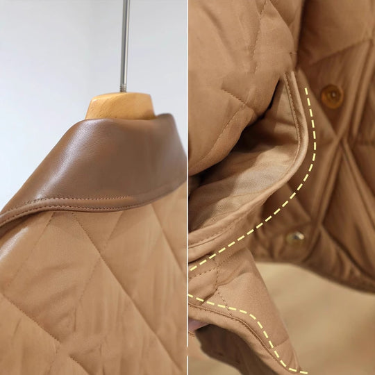 Damen Steppjacke mit hochwertigem Lederkragen Shop Nory