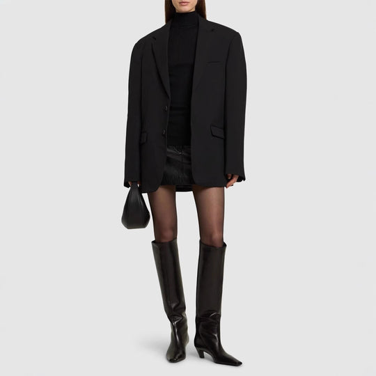 Damen Kniehohe Lederstiefel mit spitz zulaufender Silhouette und mittlerem Absatz Shop Nory