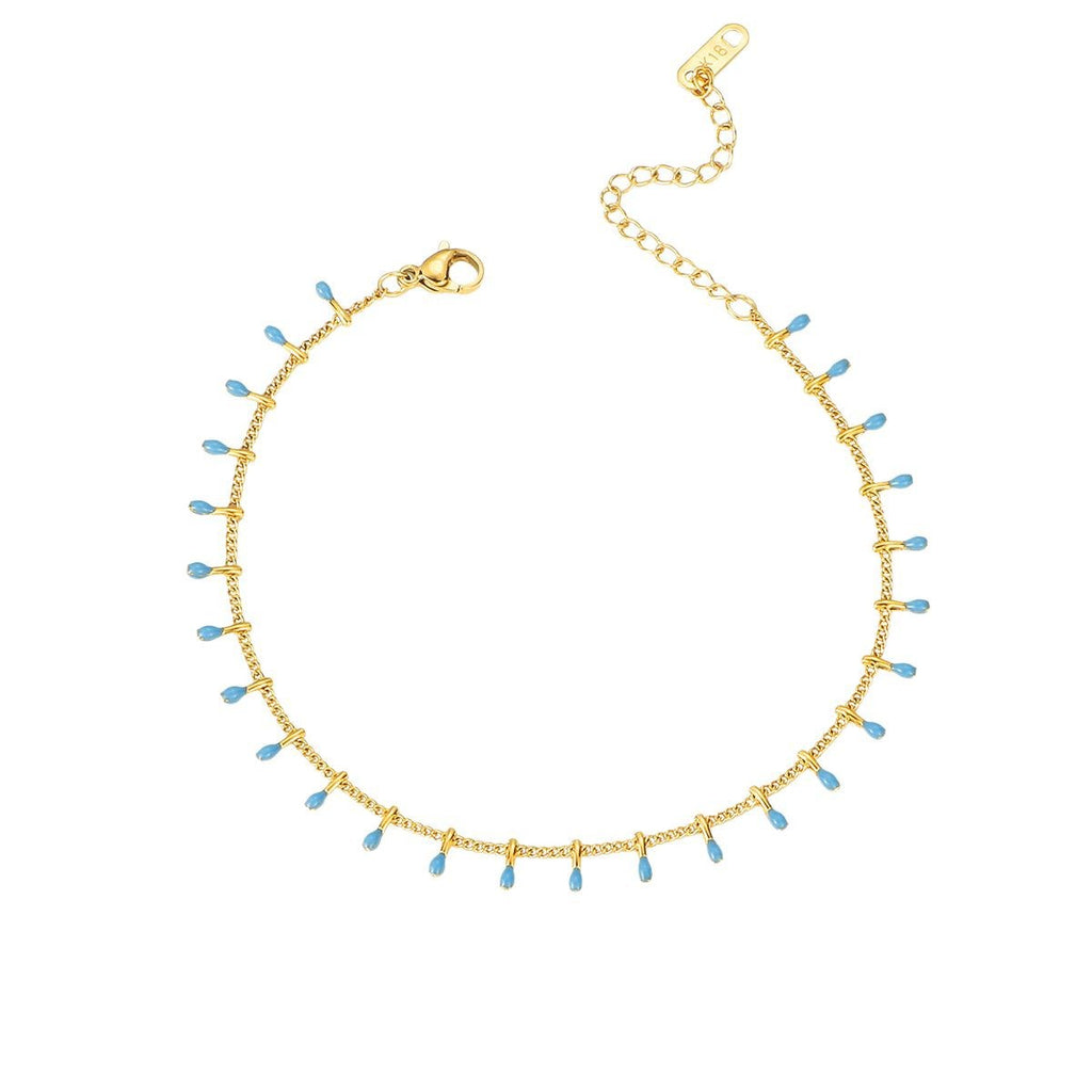 Dainty Gold Chain Fußkette für Frauen mit schwarzen Perlenakzenten Shop Nory