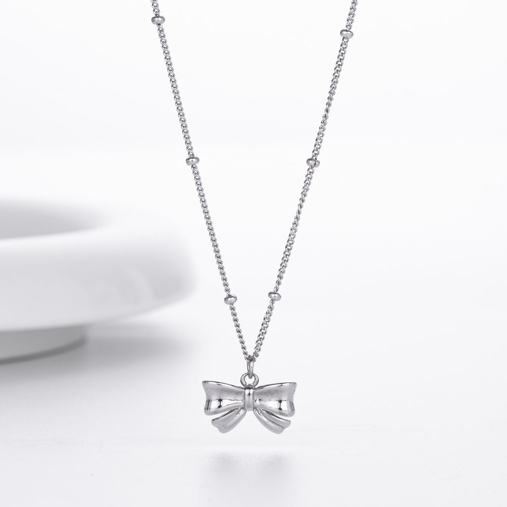 Damen Halskette mit elegantem Schleifenanhänger aus 925 Sterling Silber Shop Nory