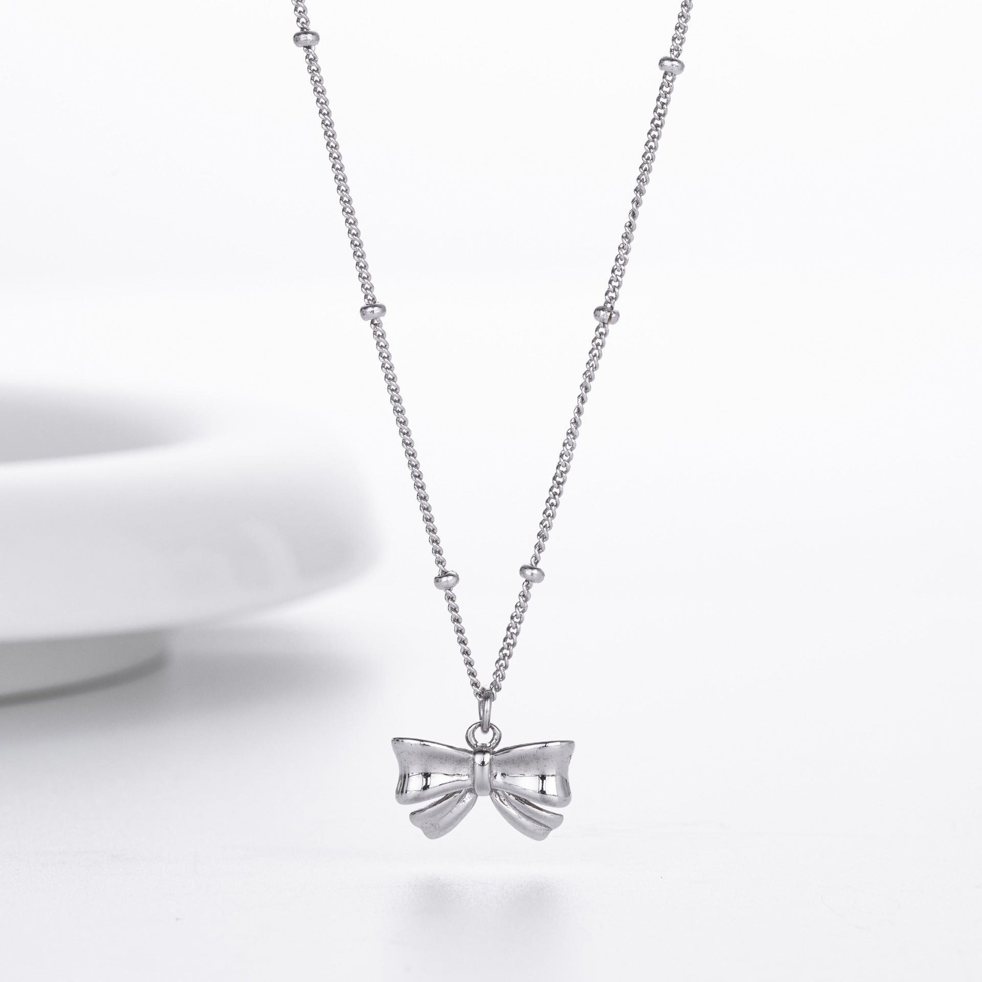 Damen Halskette mit elegantem Schleifenanhänger aus 925 Sterling Silber Shop Nory