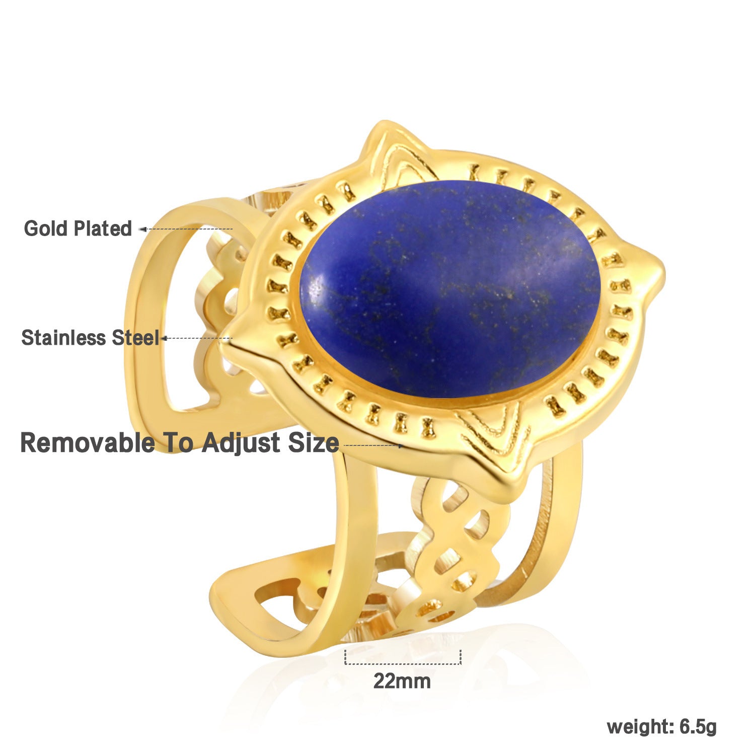 Damen offener Ring mit verstellbarem Design und elegantem Kunststoffstein Shop Nory