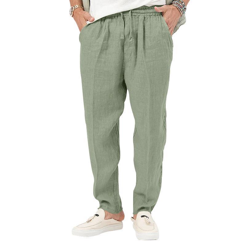 Herren nan lässige Leinenoptik Freizeithose mit elastischem Tunnelzugbund und schmal zulaufenden Beinen Shop Nory