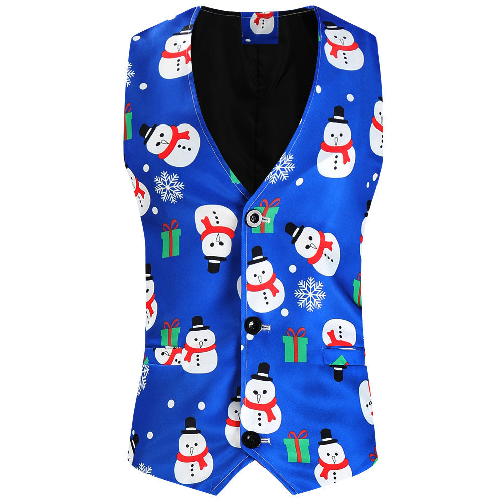 Herren Weihnachtliche Weste mit Santa-Alloverprint und tailliertem Schnitt Shop Nory