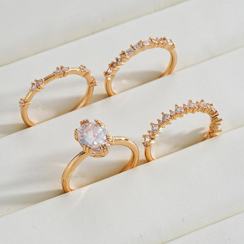 Damen Ring-Set mit funkelnden Zirkonia und eleganter Gestaltung Shop Nory