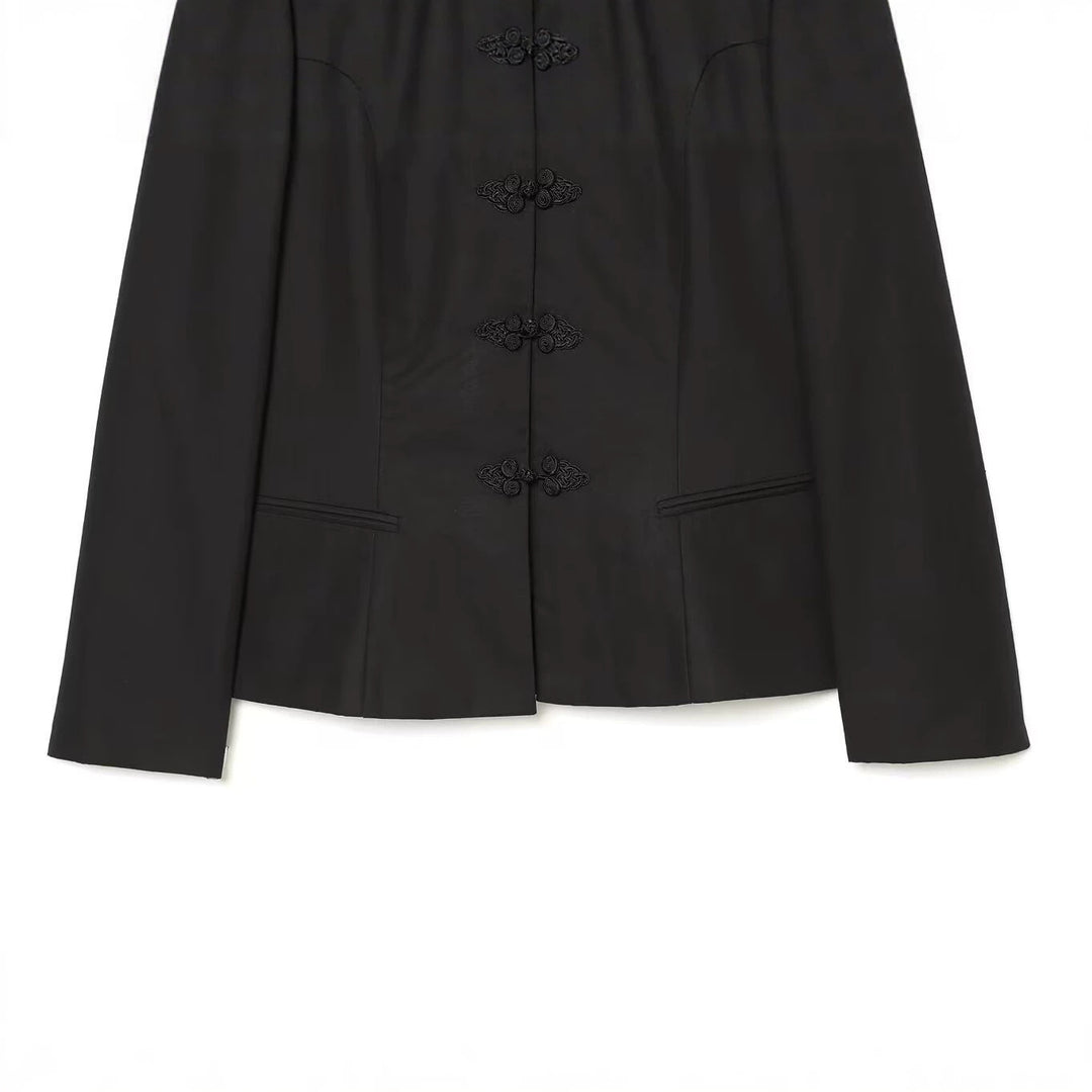 Damen Jacke im Mandarin-Stil mit Stehkragen und Zierfroschverschlüssen Shop Nory