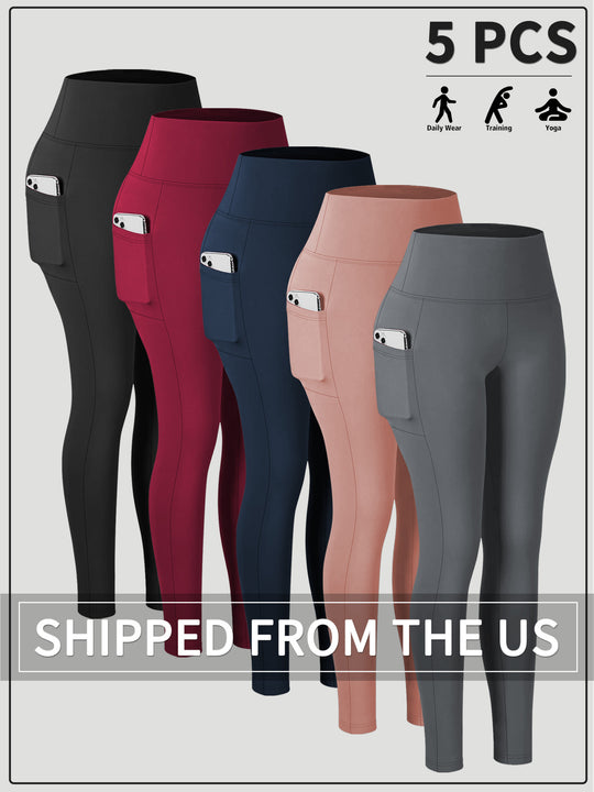 Damen Knöchelhohe Sportleggings mit hohem Bund und seitlicher Smartphone-Tasche Shopy Nory