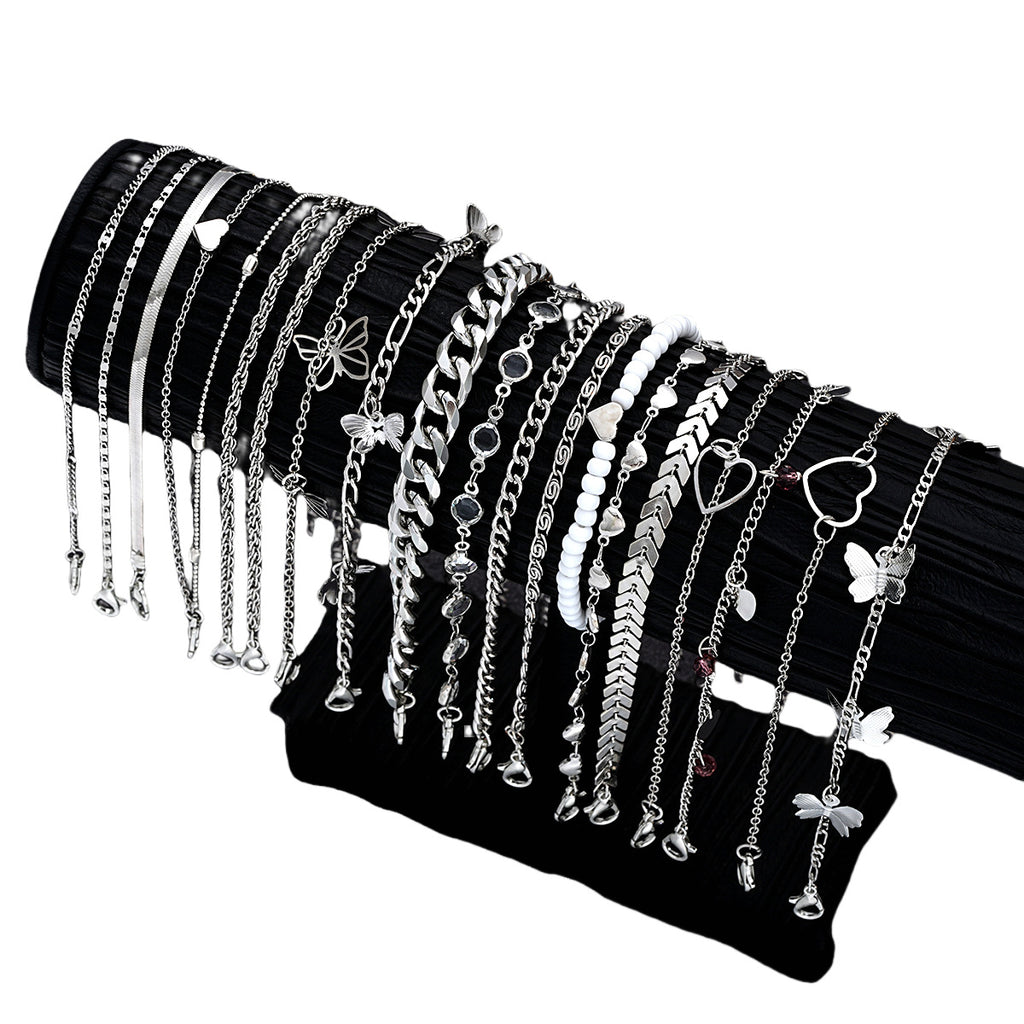 Damen Fußkettchen-Set mit zarten Anhängern und filigranen Designs Shop Nory