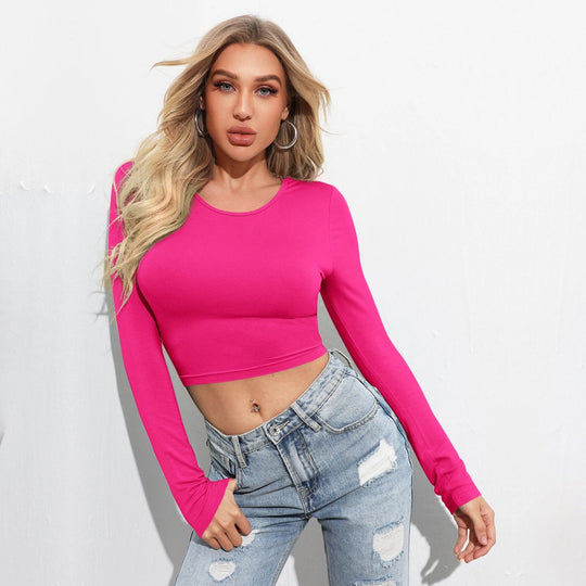 Damen figurbetontes Cropped-Longsleeve mit Sculpting-Passform und Rundhalsausschnitt Shop Nory