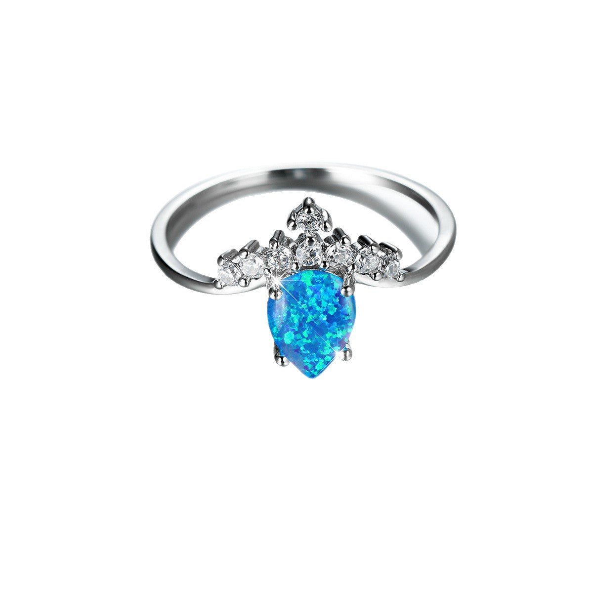 Damen Ring mit tropfenförmigem Opal und funkelnden Zirkonia-Elementen Shop Nory
