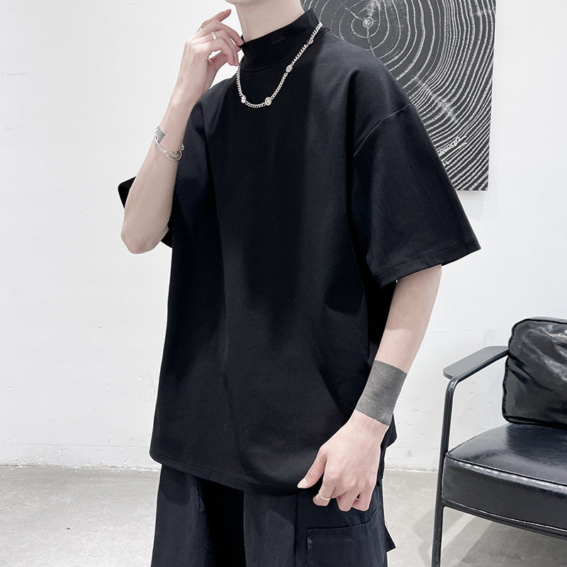 Herren oversized Rollkragen-T-Shirt mit halblangen Ärmeln und lässiger Boxy-Passform Shop Nory