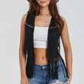Damen Fransen Weste aus Wildlederimitat Shopnory