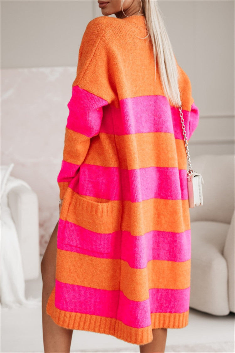 Bunte karierte Strickjacke für Herbst und Winter