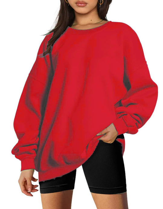 Damen nan extralanger Oversize-Sweatpullover mit Ballonärmeln, geripptem Saum und angerauter Innenseite Shop Nory