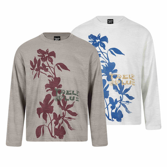 Unisex Oversize-Langarmshirt aus Slub‑Jersey mit floralem Print Shop Nory