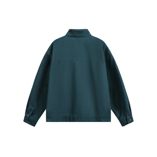 Unisex Kurz geschnittener Canvas-Arbeiterblouson mit hohem Stehkragen Shop Nory