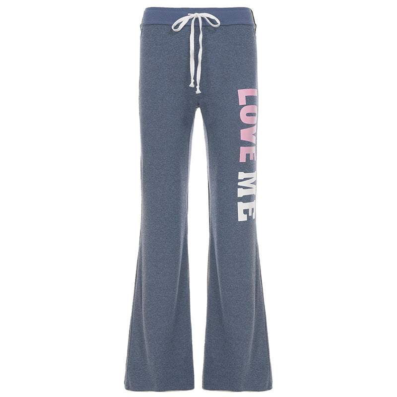 Damen nan weiche Flared-Jogginghose mit Kordelzug, Eingrifftaschen und auffälligem Love-Print Shop Nory