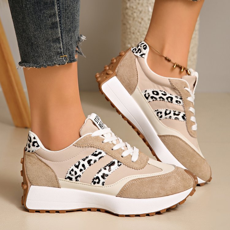 Damen Plateau-Laufsneaker mit Wildlederoptik und Leo-Akzenten Shop Nory