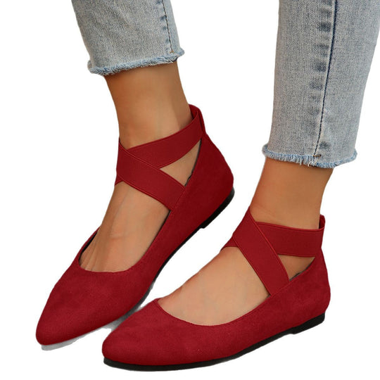 Damen elegante Ballerinas mit verstellbarem Riemchendesign