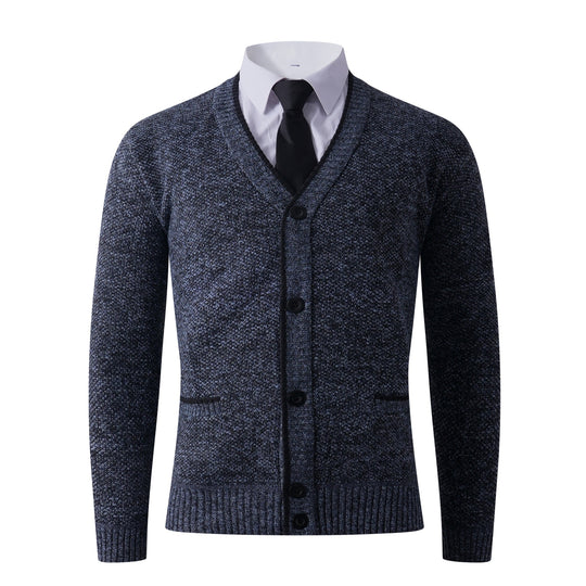 Herren Strukturierte Strickcardigan mit V-Ausschnitt, Knopfleiste und Eingrifftaschen Shop Nory