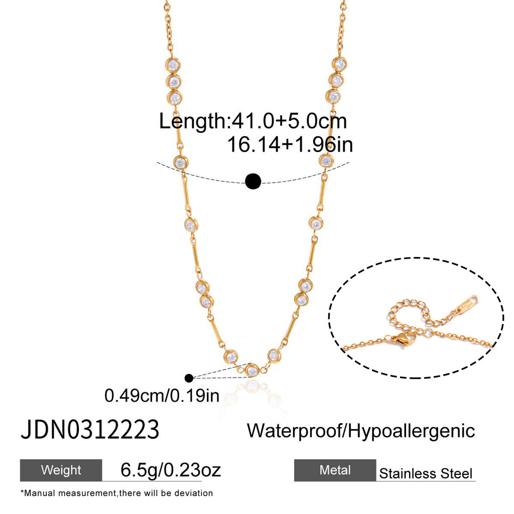 Damen Halskette mit funkelnden Zirkonia und elegantem Edelstahldesign Shop Nory